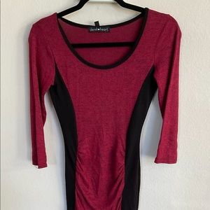 Burgundy with black sweater dress